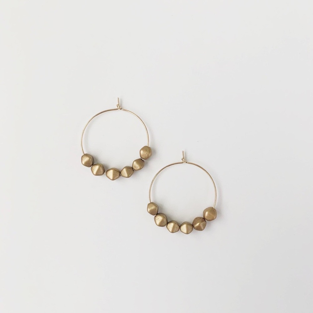Gold Beaded Hoops